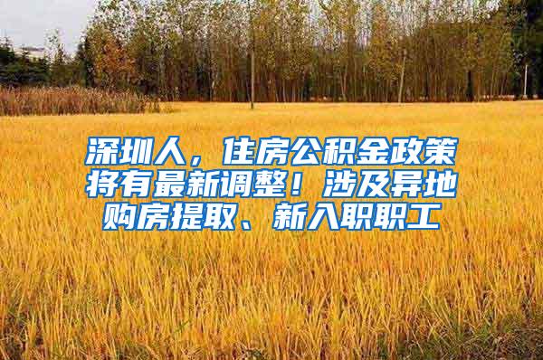 深圳人，住房公积金政策将有最新调整！涉及异地购房提取、新入职职工