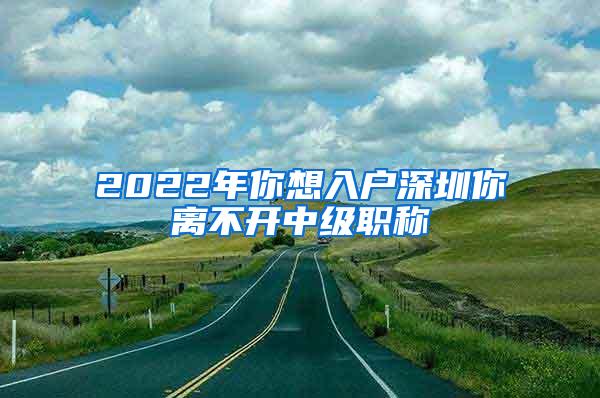 2022年你想入户深圳你离不开中级职称