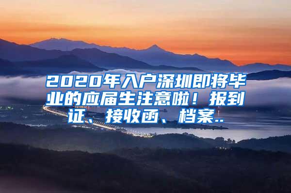 2020年入户深圳即将毕业的应届生注意啦！报到证、接收函、档案..