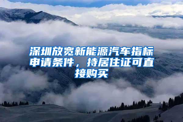 深圳放宽新能源汽车指标申请条件，持居住证可直接购买