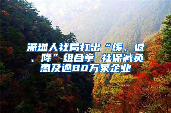 深圳人社局打出“缓、返、降”组合拳 社保减负惠及逾80万家企业