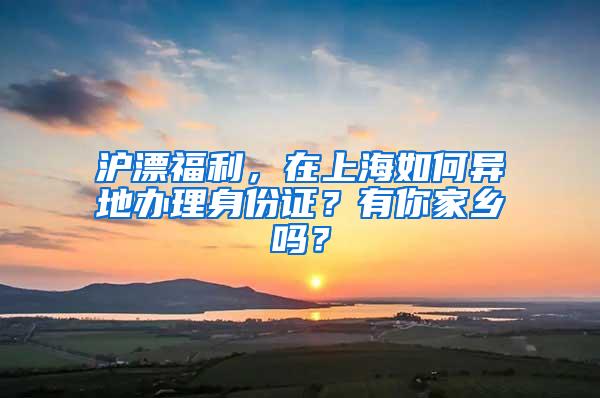 沪漂福利，在上海如何异地办理身份证？有你家乡吗？