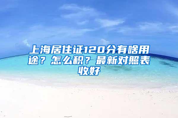 上海居住证120分有啥用途？怎么积？最新对照表收好