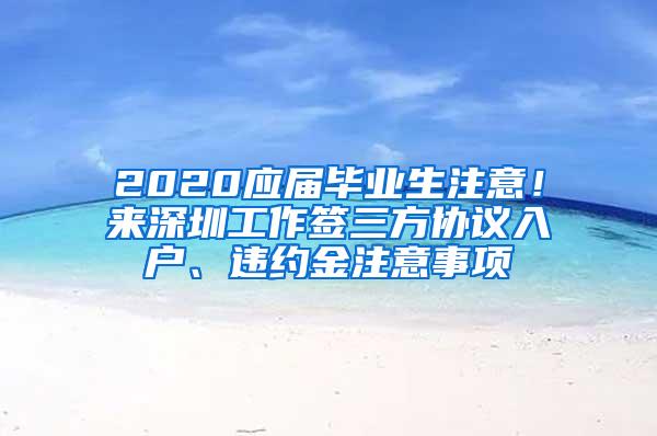 2020应届毕业生注意！来深圳工作签三方协议入户、违约金注意事项