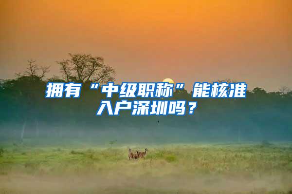 拥有“中级职称”能核准入户深圳吗？