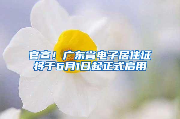 官宣！广东省电子居住证将于6月1日起正式启用
