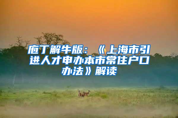 庖丁解牛版：《上海市引进人才申办本市常住户口办法》解读