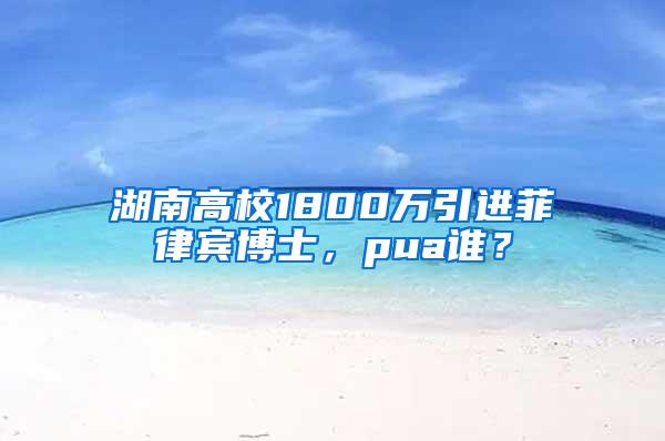 湖南高校1800万引进菲律宾博士，pua谁？