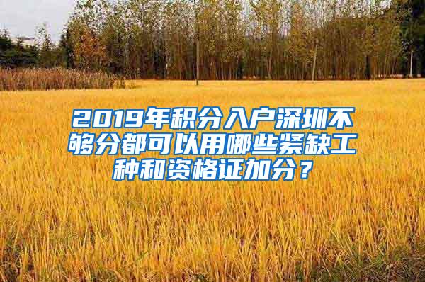 2019年积分入户深圳不够分都可以用哪些紧缺工种和资格证加分？