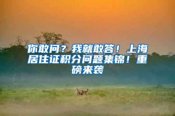 你敢问？我就敢答！上海居住证积分问题集锦！重磅来袭