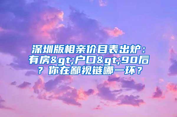 深圳版相亲价目表出炉：有房>户口>90后？你在鄙视链哪一环？
