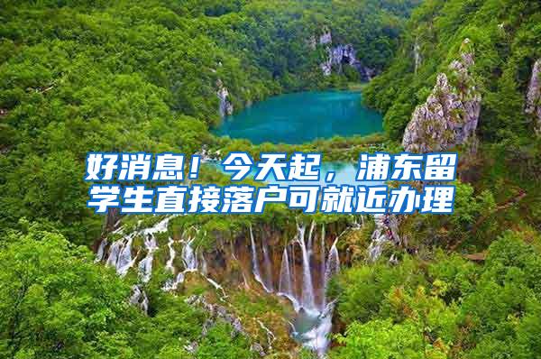 好消息！今天起，浦东留学生直接落户可就近办理