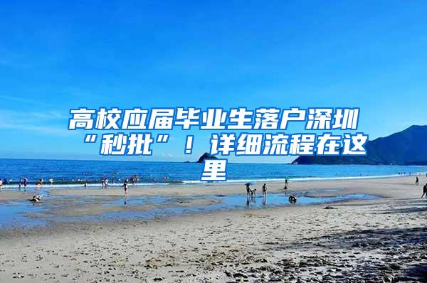 高校应届毕业生落户深圳“秒批”！详细流程在这里