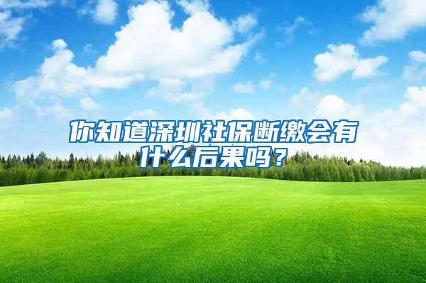 你知道深圳社保断缴会有什么后果吗？