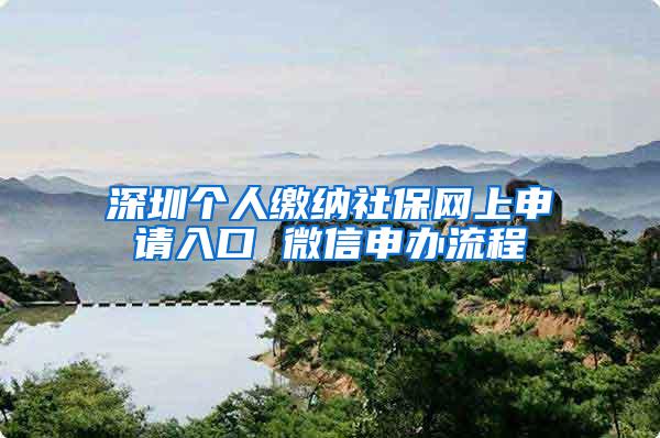 深圳个人缴纳社保网上申请入口 微信申办流程