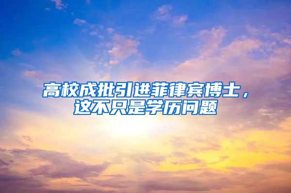 高校成批引进菲律宾博士，这不只是学历问题