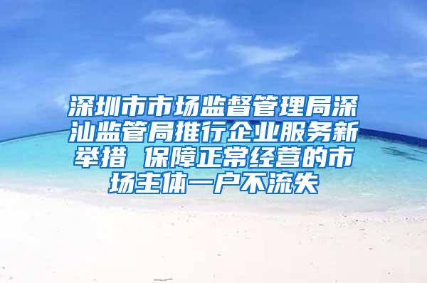 深圳市市场监督管理局深汕监管局推行企业服务新举措 保障正常经营的市场主体一户不流失