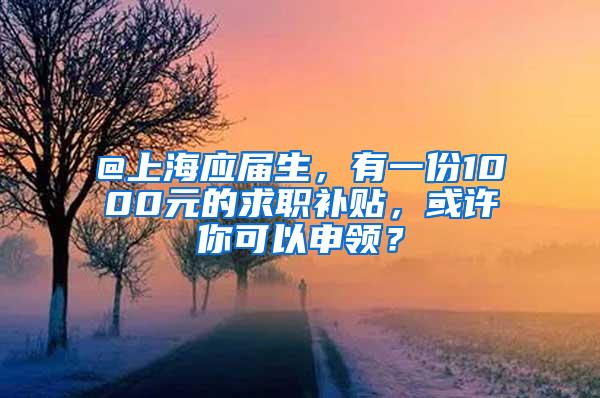 @上海应届生，有一份1000元的求职补贴，或许你可以申领？