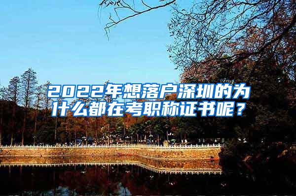 2022年想落户深圳的为什么都在考职称证书呢？