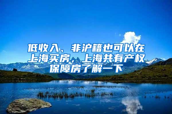 低收入、非沪籍也可以在上海买房，上海共有产权保障房了解一下