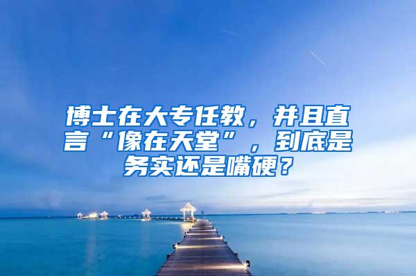 博士在大专任教，并且直言“像在天堂”，到底是务实还是嘴硬？