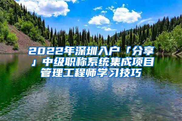 2022年深圳入户「分享」中级职称系统集成项目管理工程师学习技巧