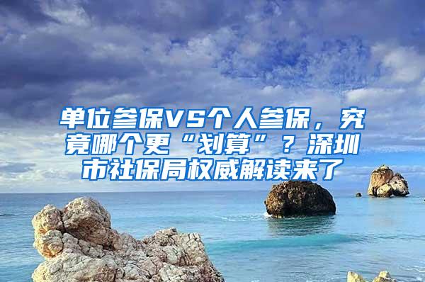 单位参保VS个人参保，究竟哪个更“划算”？深圳市社保局权威解读来了