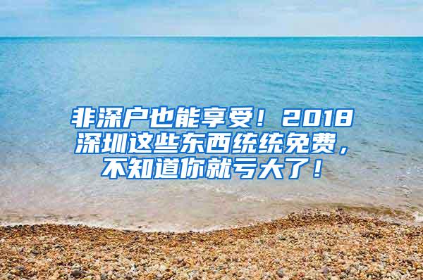 非深户也能享受！2018深圳这些东西统统免费，不知道你就亏大了！