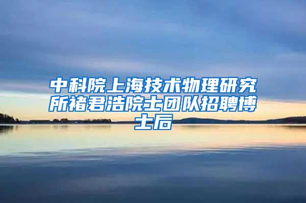 中科院上海技术物理研究所褚君浩院士团队招聘博士后