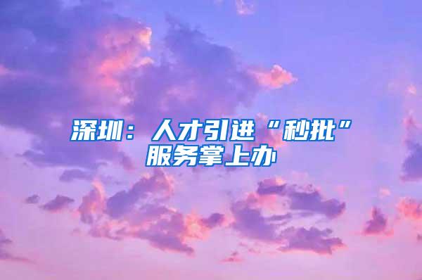 深圳：人才引进“秒批”服务掌上办