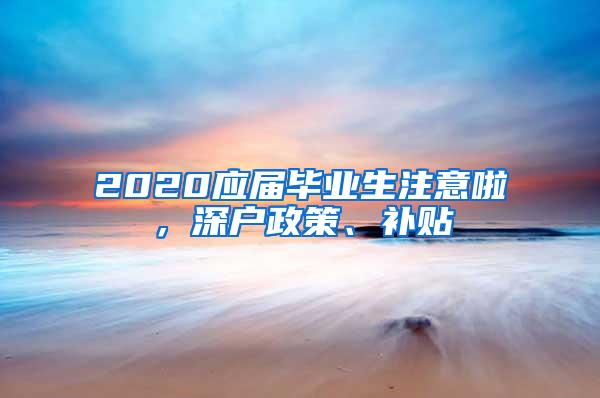 2020应届毕业生注意啦，深户政策、补贴