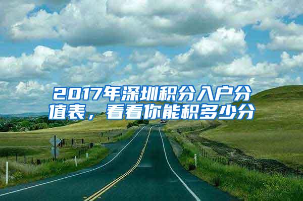 2017年深圳积分入户分值表，看看你能积多少分