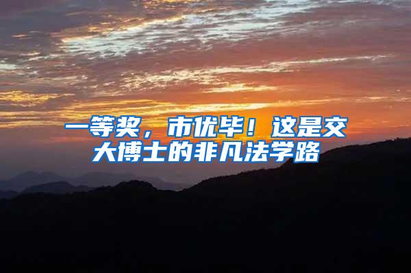 一等奖，市优毕！这是交大博士的非凡法学路