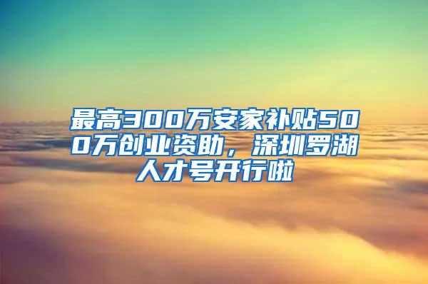 最高300万安家补贴500万创业资助，深圳罗湖人才号开行啦