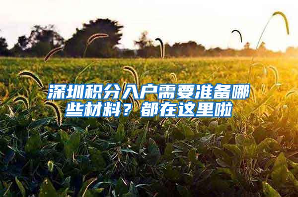 深圳积分入户需要准备哪些材料？都在这里啦