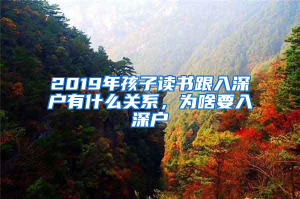 2019年孩子读书跟入深户有什么关系，为啥要入深户