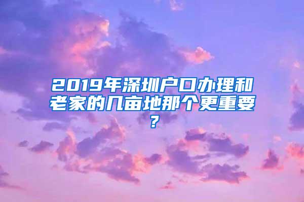 2019年深圳户口办理和老家的几亩地那个更重要？