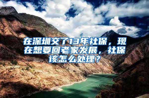 在深圳交了13年社保，现在想要回老家发展，社保该怎么处理？