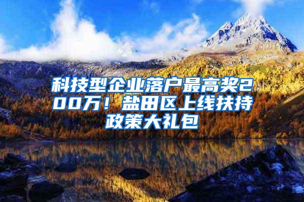 科技型企业落户最高奖200万！盐田区上线扶持政策大礼包