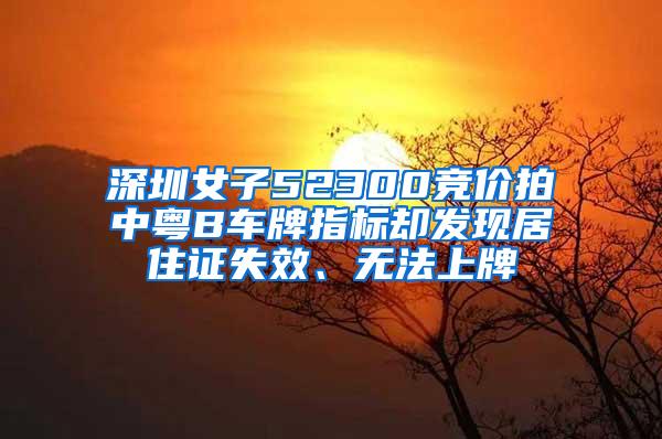 深圳女子52300竞价拍中粤B车牌指标却发现居住证失效、无法上牌