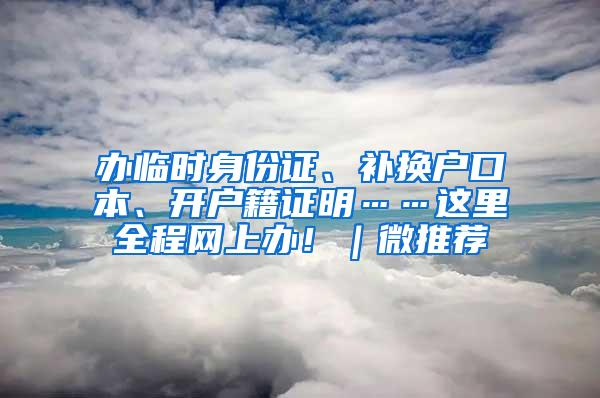 办临时身份证、补换户口本、开户籍证明……这里全程网上办！｜微推荐