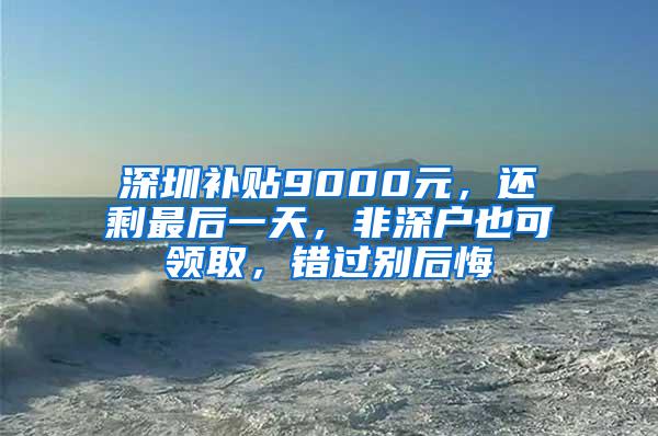 深圳补贴9000元，还剩最后一天，非深户也可领取，错过别后悔