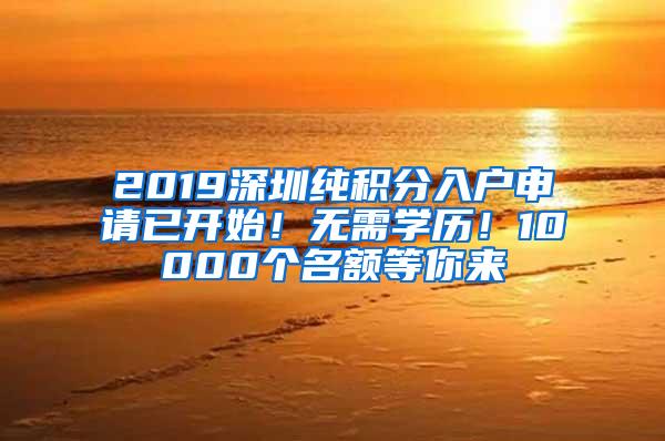 2019深圳纯积分入户申请已开始！无需学历！10000个名额等你来