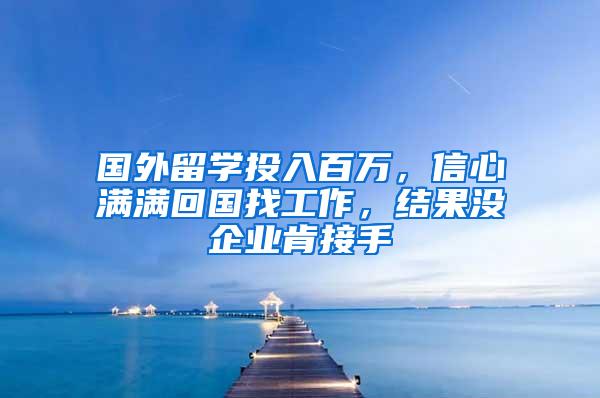 国外留学投入百万，信心满满回国找工作，结果没企业肯接手
