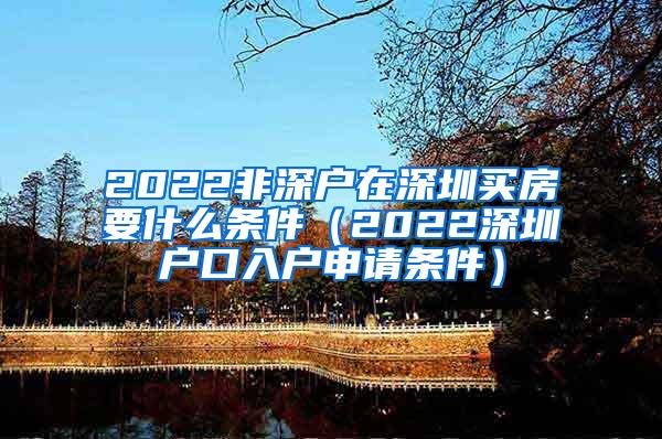 2022非深户在深圳买房要什么条件（2022深圳户口入户申请条件）