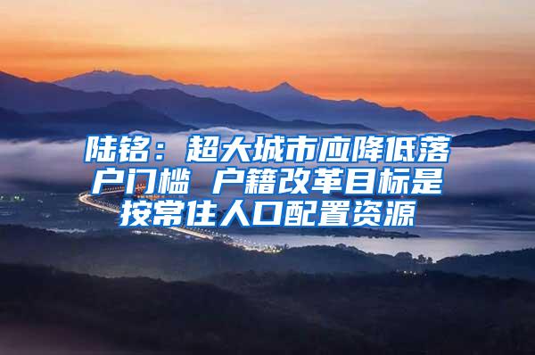 陆铭：超大城市应降低落户门槛 户籍改革目标是按常住人口配置资源