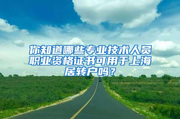 你知道哪些专业技术人员职业资格证书可用于上海居转户吗？