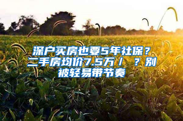 深户买房也要5年社保？二手房均价7.5万／㎡？别被轻易带节奏