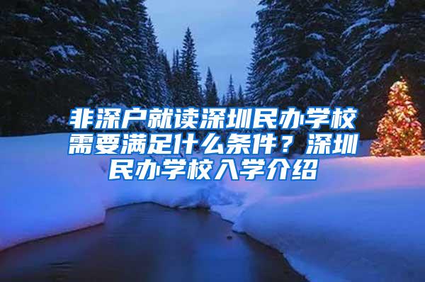 非深户就读深圳民办学校需要满足什么条件？深圳民办学校入学介绍