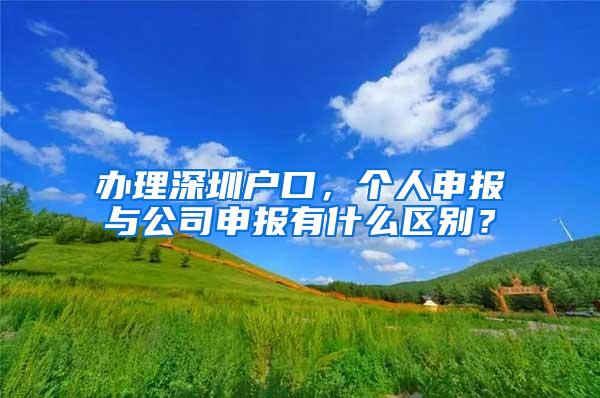 办理深圳户口，个人申报与公司申报有什么区别？